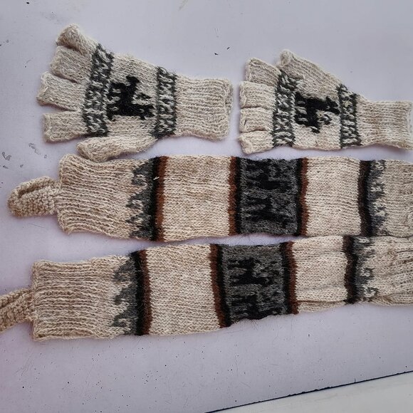 Warm Winter Alpaca Wool Knitted Warmer Set - Picture 1 of 7